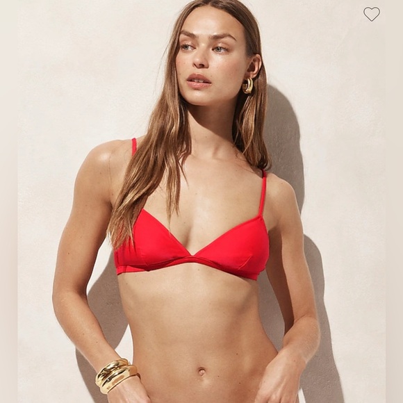 J. Crew Red Bikini top Classic Triangle Swimwear NWT - Picture 4 of 6